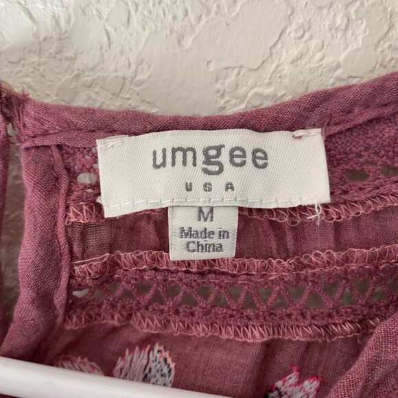 Umgee M Pink Long Sleeve Embroidered Boho Tunic Dress Boho Cottagecore - Picture 2 of 16